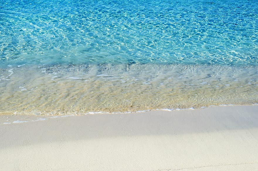 البحر ، شاطئ بحر ، رمال ، ماء ، واضح ، شفاف ، طبيعة ، الصيف ، موجة ، أزرق ، الخط الساحلي
