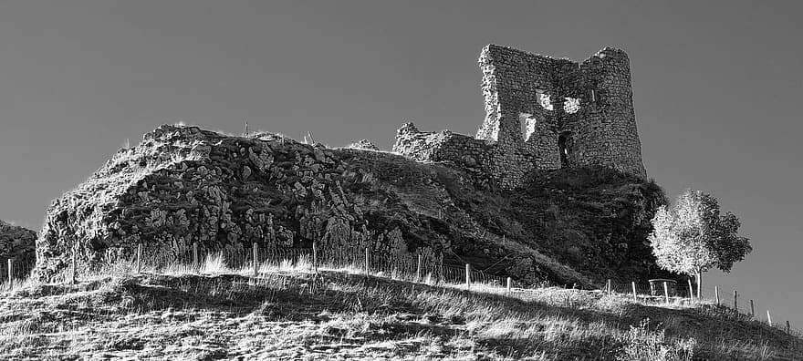 historisch, ruïnes, kasteel, landschap, Auvergne, middeleeuwen