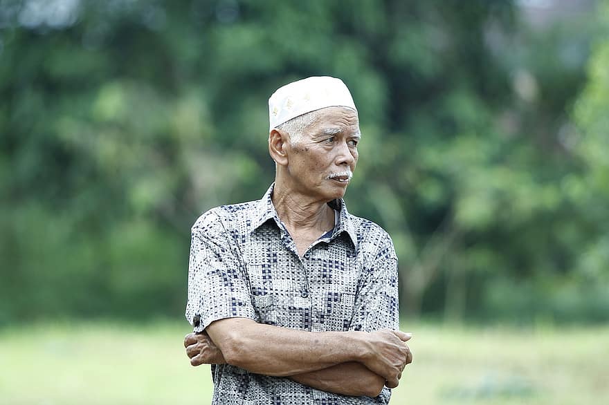 portret, oude man, Aziatisch, persoon