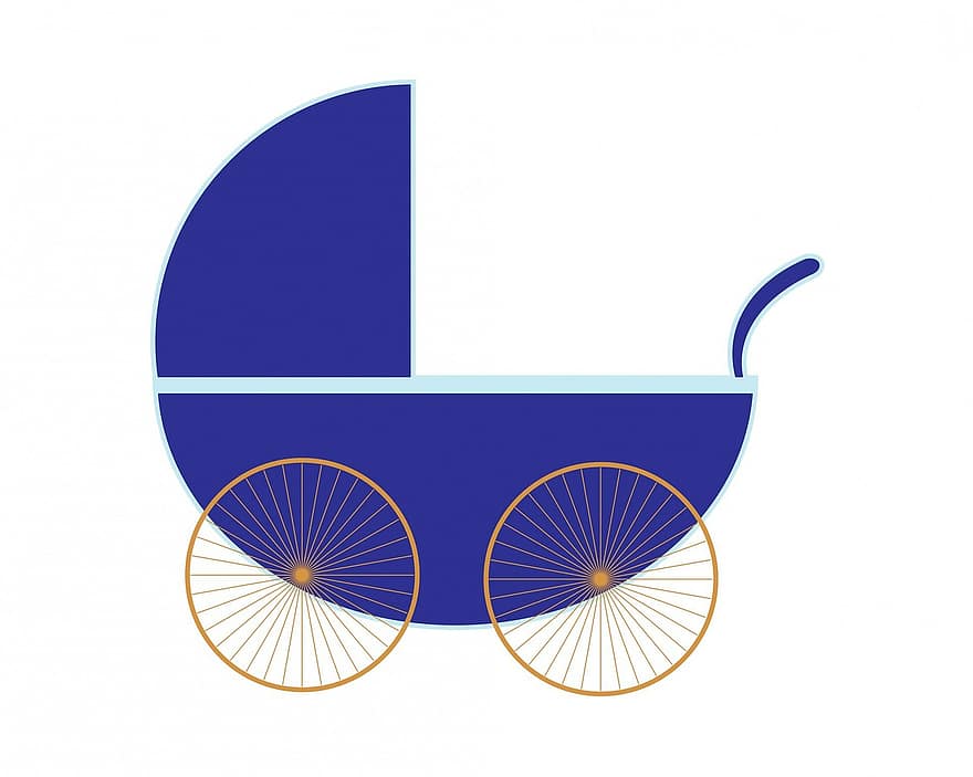 Kinderwagen, Baby, Junge, Blau, Weiß, isoliert, Hintergrund, Karte, Vorlage