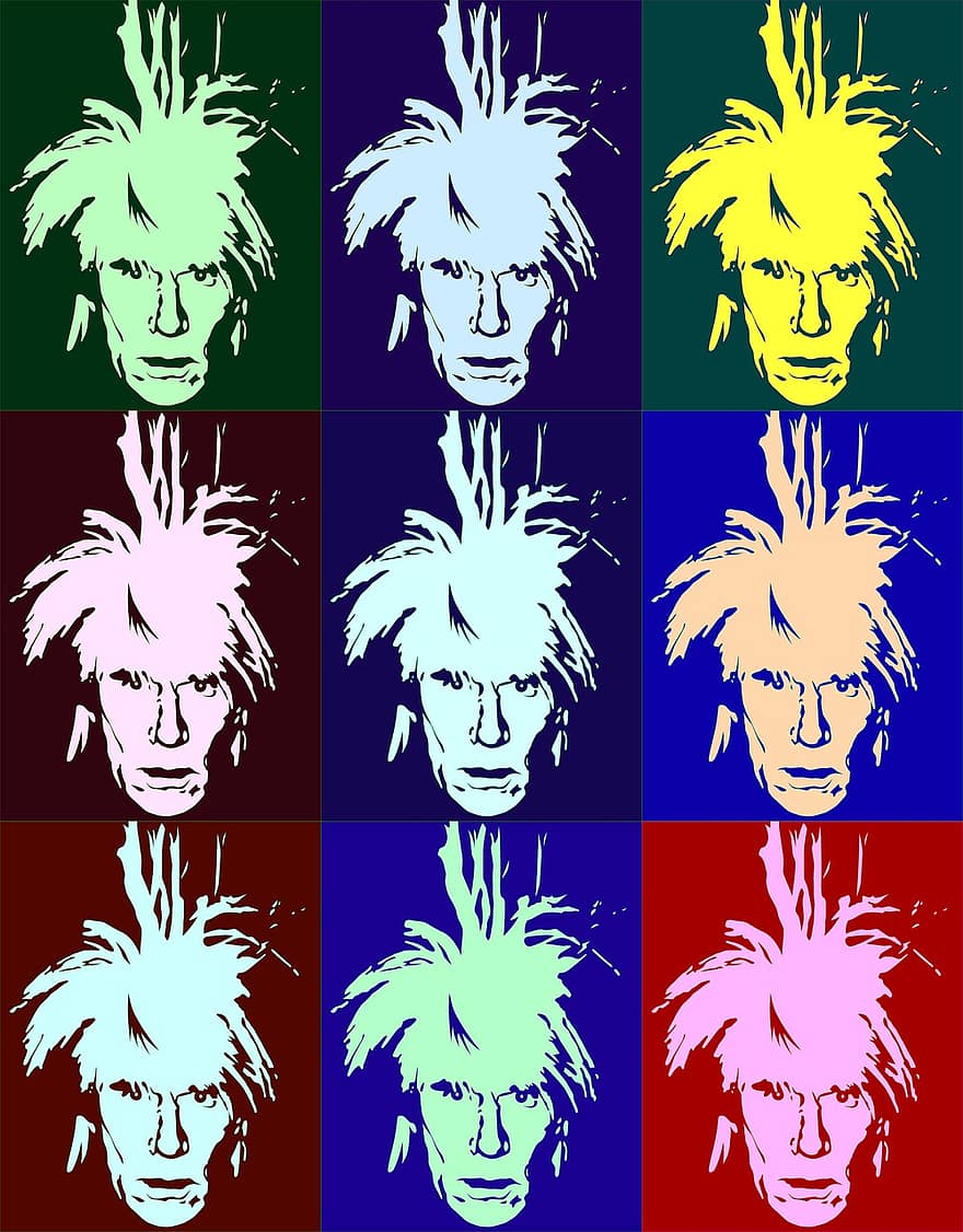 plakat, andy, Warhol, kunstner, popkunst, moderne kunst, collage, design, bakgrunns, digitalt papir, illustrasjon