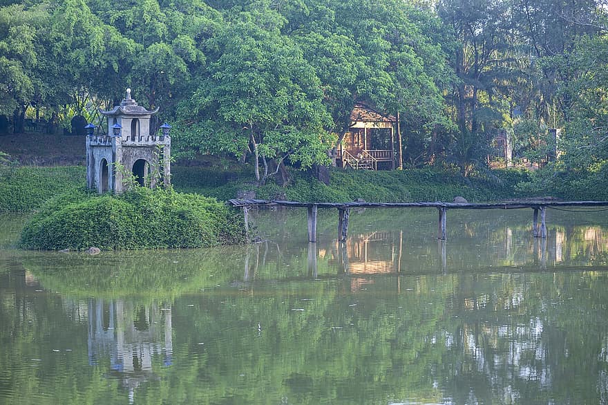 fiume, Ho Chi Minh City, bellissimo, Casa viola, asiatico, paesaggio del Vietnam, viaggio, turismo, Casa, natura, castello reale