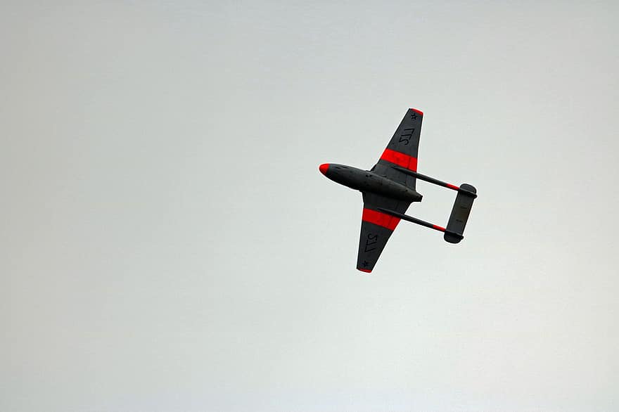 De Havilland Vampire, stíhačka, let, letecké show, proud, letadlo, létající displej, stíhací letoun, nebe