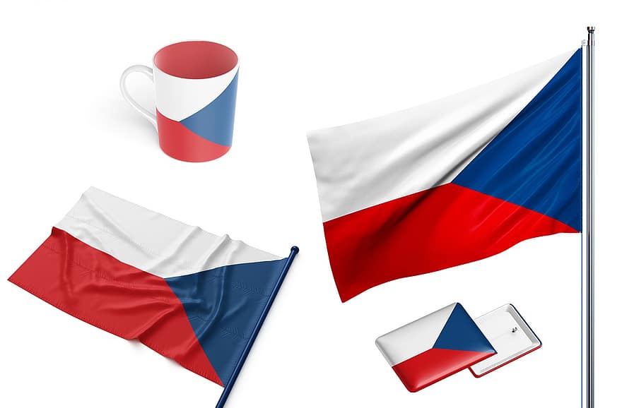 país, bandera, Republica checa, Chequia, nacional, símbolo