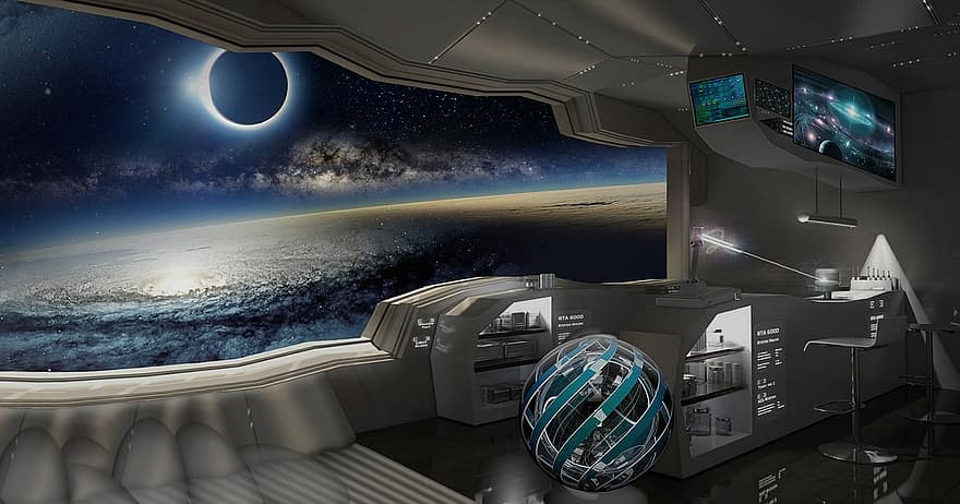 vesmírné cestování, sci-fi, kosmická loď, prostor, futuristický, galaxie, kosmos, planeta, Věda, noc, technologie