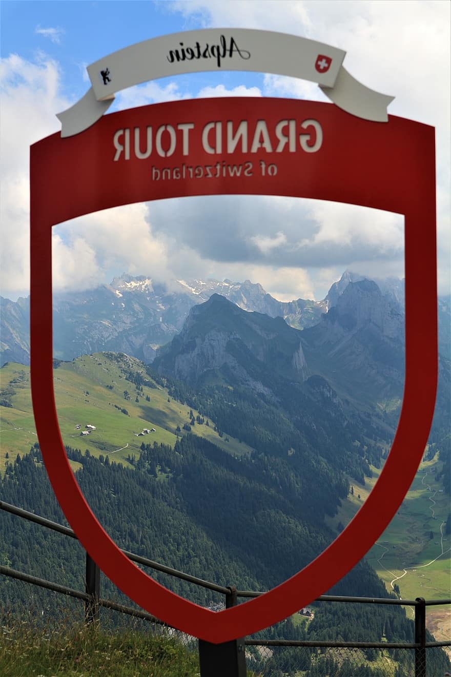 alpstein, Fotospot, panorama, widok, Alpy, hoher kasten, Szwajcaria, sylwetka na tle nieba, krajobraz, góry, wakacje