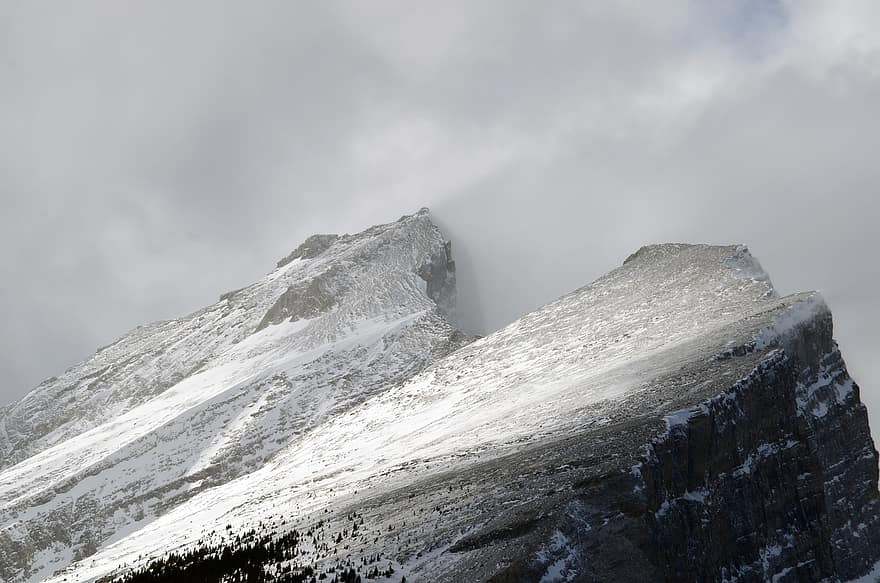 hegy, csúcstalálkozó, téli, hó, csúcs, természet, tájkép, Alberta