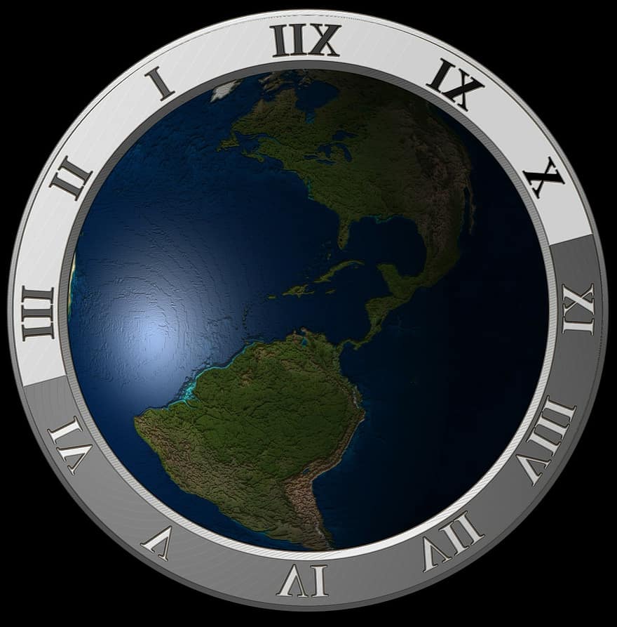 hodiny, číslic, ciferník, platit, Země, zeměkoule, svět, planeta, kontinentech, Evropa, Asie