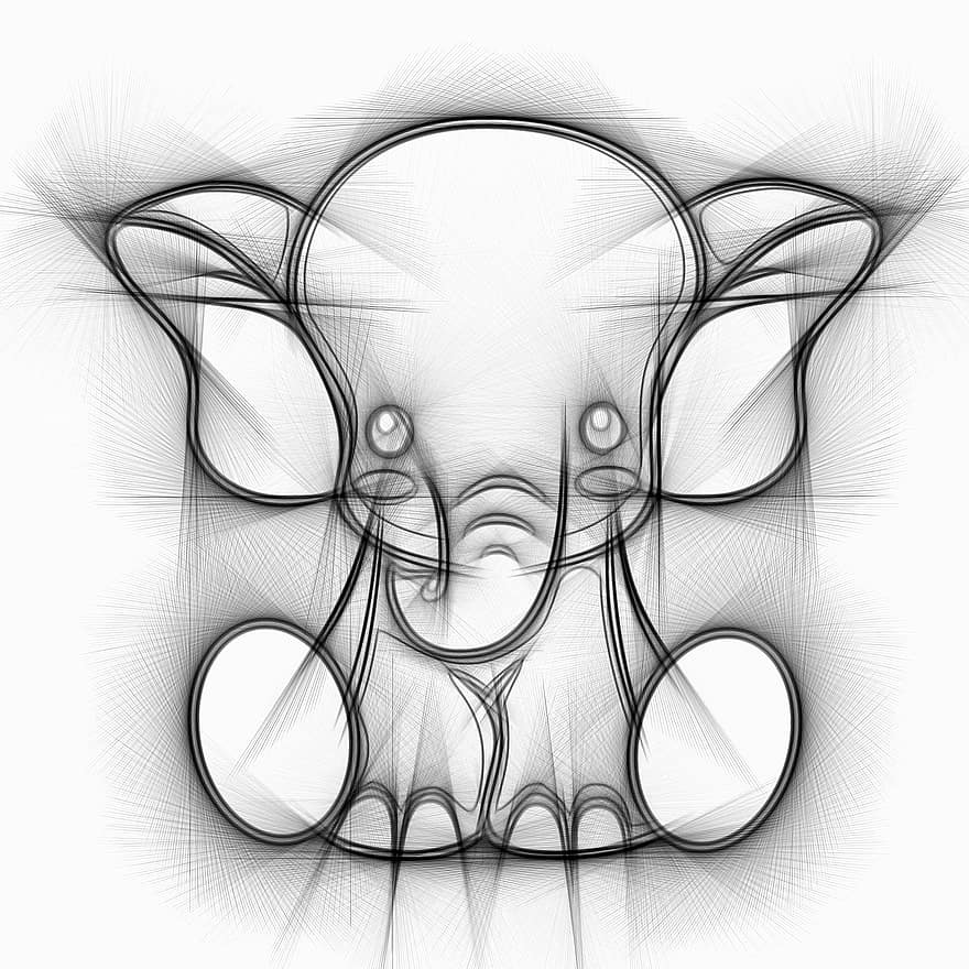 Elephant, Animal, Drawing, Pencil, Abstract