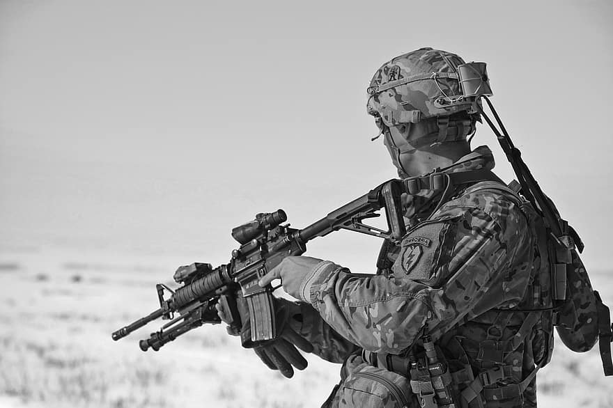 병사, 제복, 육군, 무기, 총알, 발사체, 전쟁, 위험한, 아프가니스탄, 기관총, 총