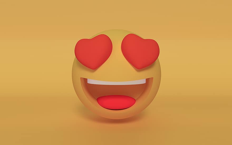 emoji, Hjerte øjne, smil, hjerter, smilende, lykkelig, kærlighed, emotion, følelser