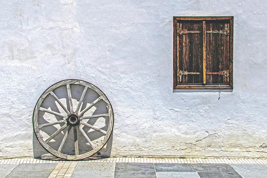 maison, roue, la fenêtre, vieux, traditionnel, architecture, tradition, bois, l'histoire, mur, caractéristique de construction
