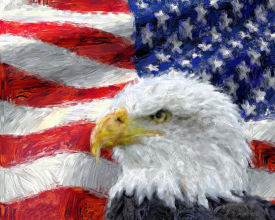 Aigle, drapeau, Amérique, Etats-Unis