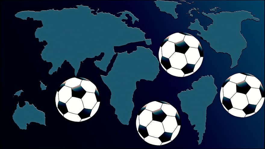 fotboll, världskarta, över hela världen, sport