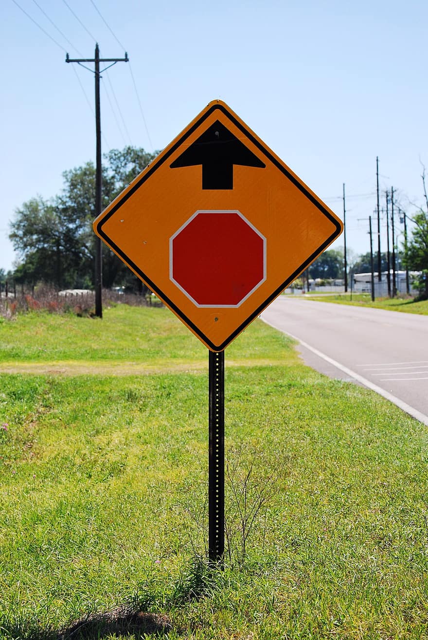 Stop, semn, semn de oprire, semn de circulație, indicator stradal, drum, stradă, indicator, post, avertizare, direcţie
