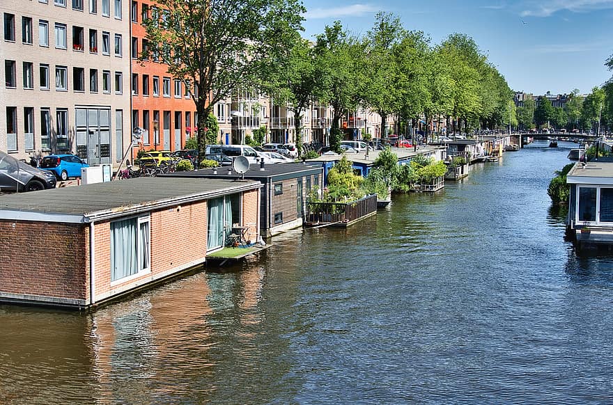 قوارب منزل ، السفر ، السياحة ، قناة ، امستردام ، أوروبا