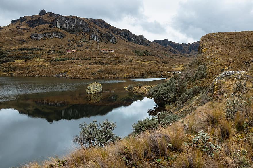 λίμνη, υγρότοπος, βουνά, τοπίο, φύση, ρεύμα, ποτάμι, χλωρίδα, Εκουαδόρ, βουνό, νερό
