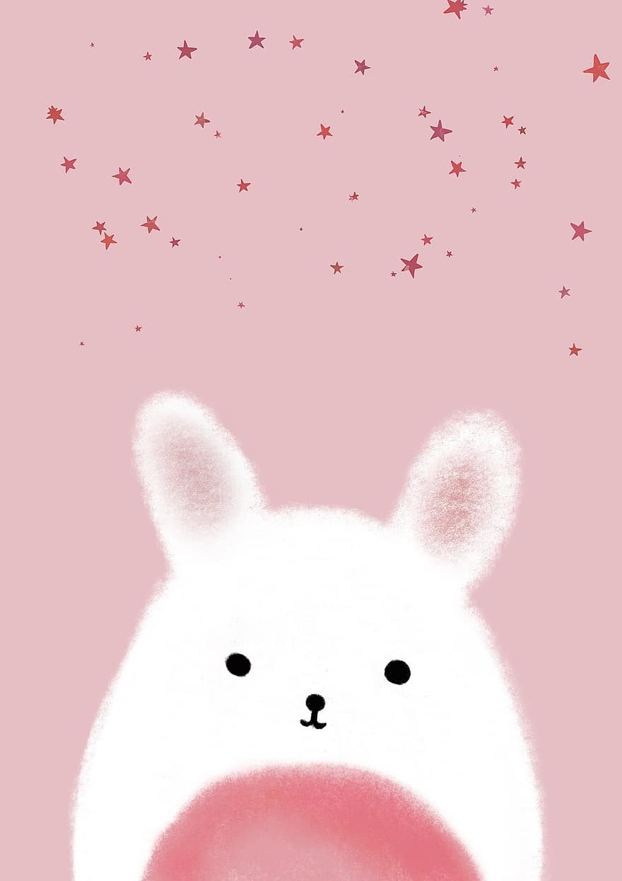 Hare, Image, Mural, Drawing, Ears, Color, Children's Room, Decoration, Cute, Winte, Star