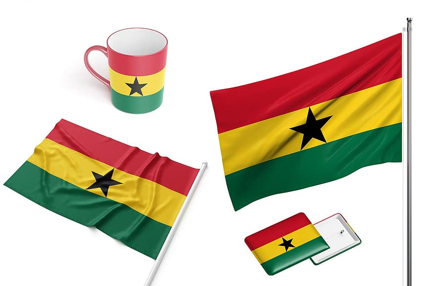 país, bandeira, Gana, África, nacional, nação, símbolo