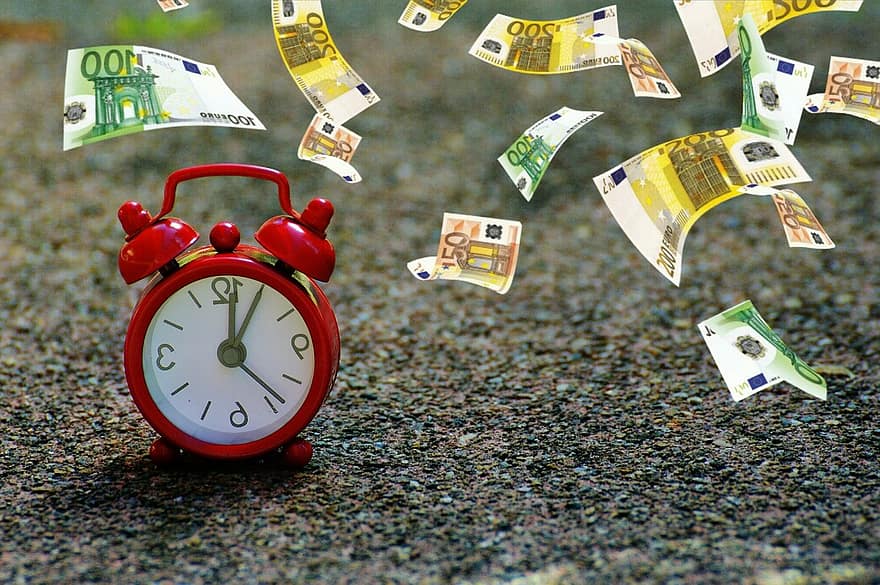 waktu adalah uang, jam kesebelas, kesempatan terakhir, jam, waktu, penunjuk, jam wajah, uang kertas, menit, menunjukkan waktu, uang
