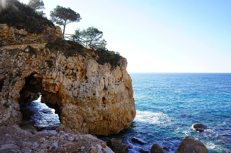 roccia, pietra, grotta, Vista sul mare