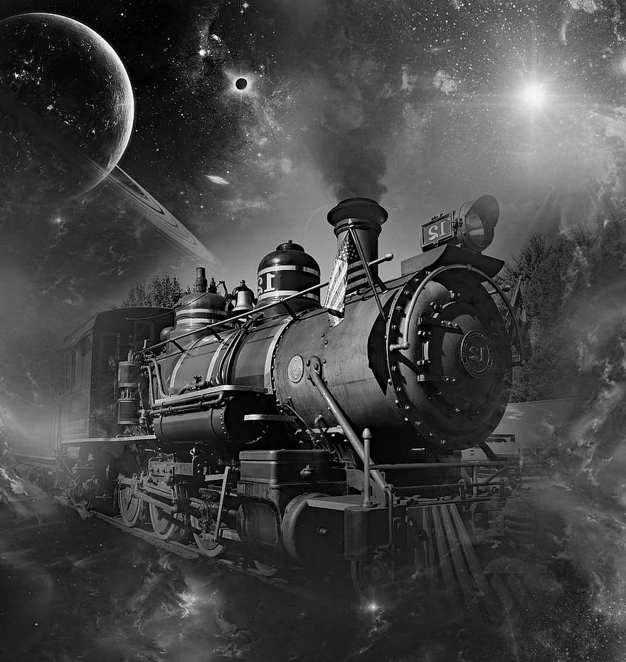 lokomotif, Evren, gökada, sis, takımyıldızları, tren, astroloji, uzay, astronomi, gökyüzü, yıldızlar