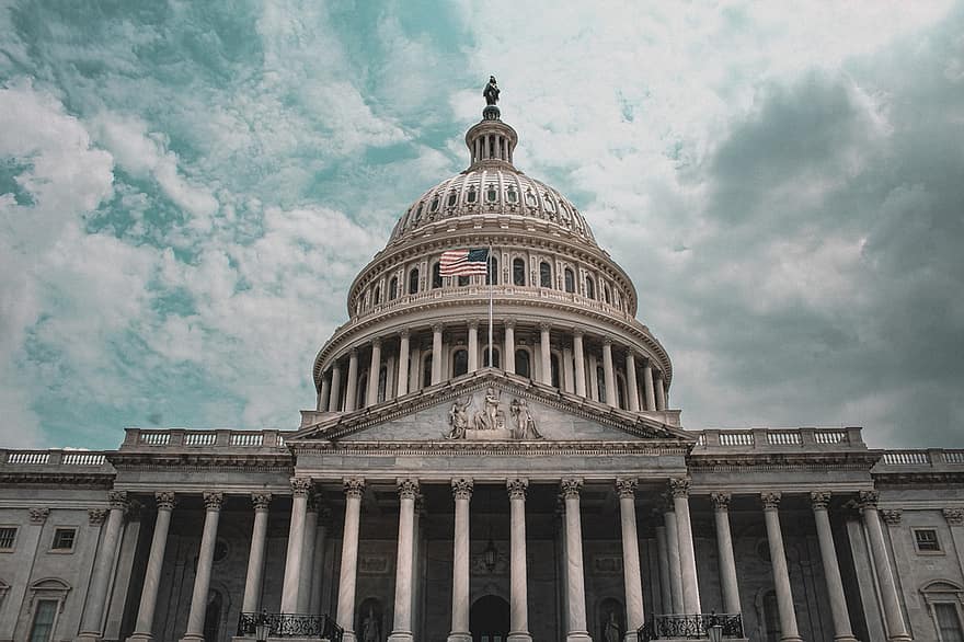 Capitoli, Washington, EUA, referència, monument, edifici, façana, cúpula, pilars, govern, capitol