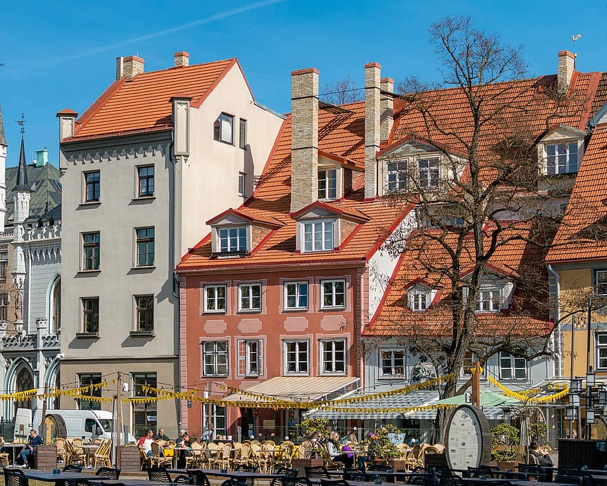 Praça Livska, prédios, arquitetura, a fachada do, área, em casa, histórico, história, destino, atração turística, turismo