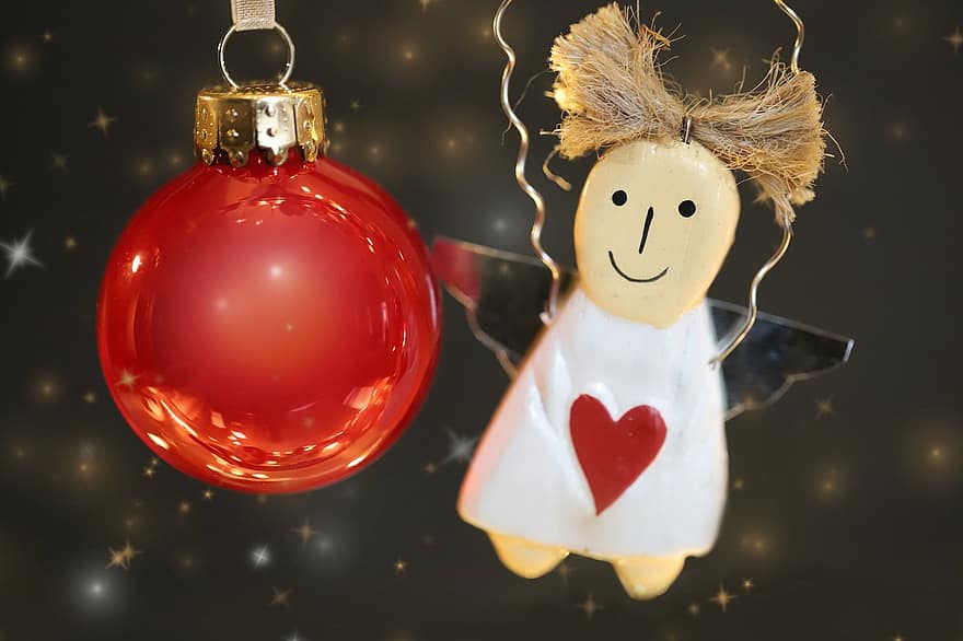 天使、クリスマスの飾り、クリスマス、星、クリスマスボール、飾り物、デコレーション、装飾、閉じる