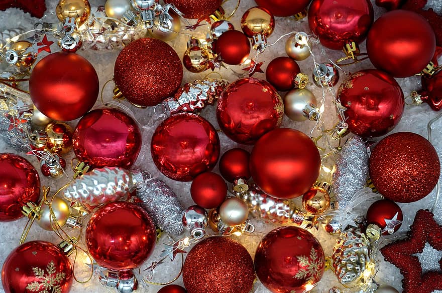 Karácsony, dekoráció, dísz, évszak, piros karácsonyi baubles, golyó, karácsonyi díszek, Karácsonyi dekoráció, fa dekoráció, karácsonyi bálok, karácsonyi motívum