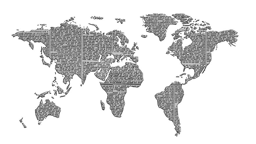 Weltkarte, Zeitung, Nachrichten, Drücken Sie, Information, Medien, Netz, Verbreitung, Globalisierung, Austausch von Informationen, Welt