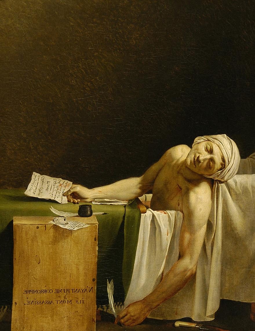 Oil Painting, The Death Of Marat, Marat, Classical, Brown Painting, Brown Death