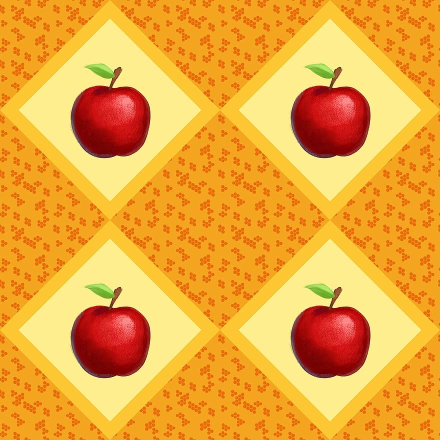 jablka, ovoce, čtverce, kosočtverec, Rosh hashanah, židovský nový rok, tradiční, kulturní, rosh hashana, Tishrei, vzor