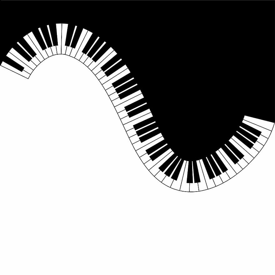digitalt papper, pianotangenter, svartvitt, piano, Yin Yang, svarta nycklar, vita nycklar, musik, instrument, musik instrument, tangentbord