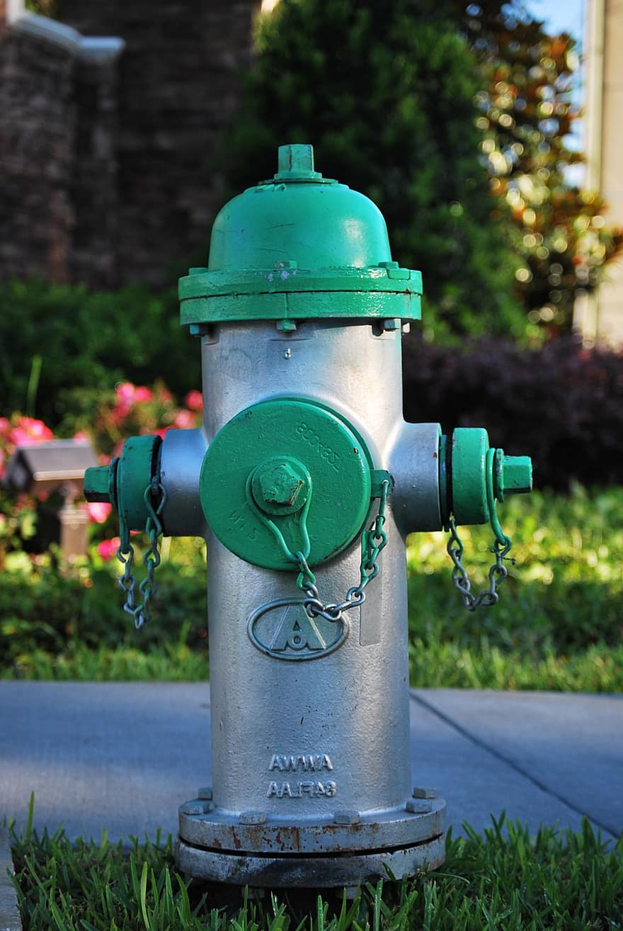 požární hydrant, Firecock, voda, zásobování, zařízení, tráva, kov, zelená barva, ocel, detail, starý