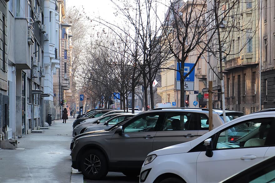 Zagreb, oraș, stradă, clădiri, autoturisme, parcare, mașină, viata de oras, trafic, peisaj urban, exteriorul clădirii
