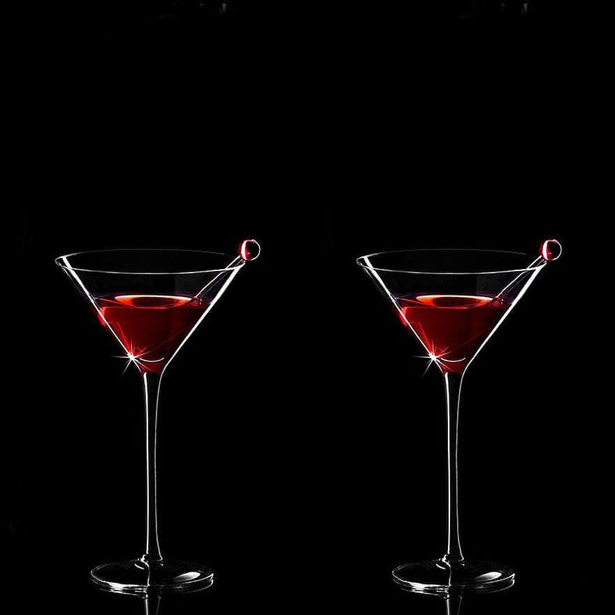 glas, cocktail, vin, alkohol, dryck, martini, flytande, dricksglas, bar, dryck etablering, martini glas