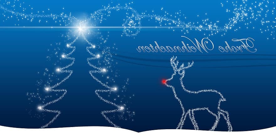 Noël, carte de Noël, renne, flocons de neige, étoile, motif de noël, voeux de noël, période de Noël, avènement, élan, décembre