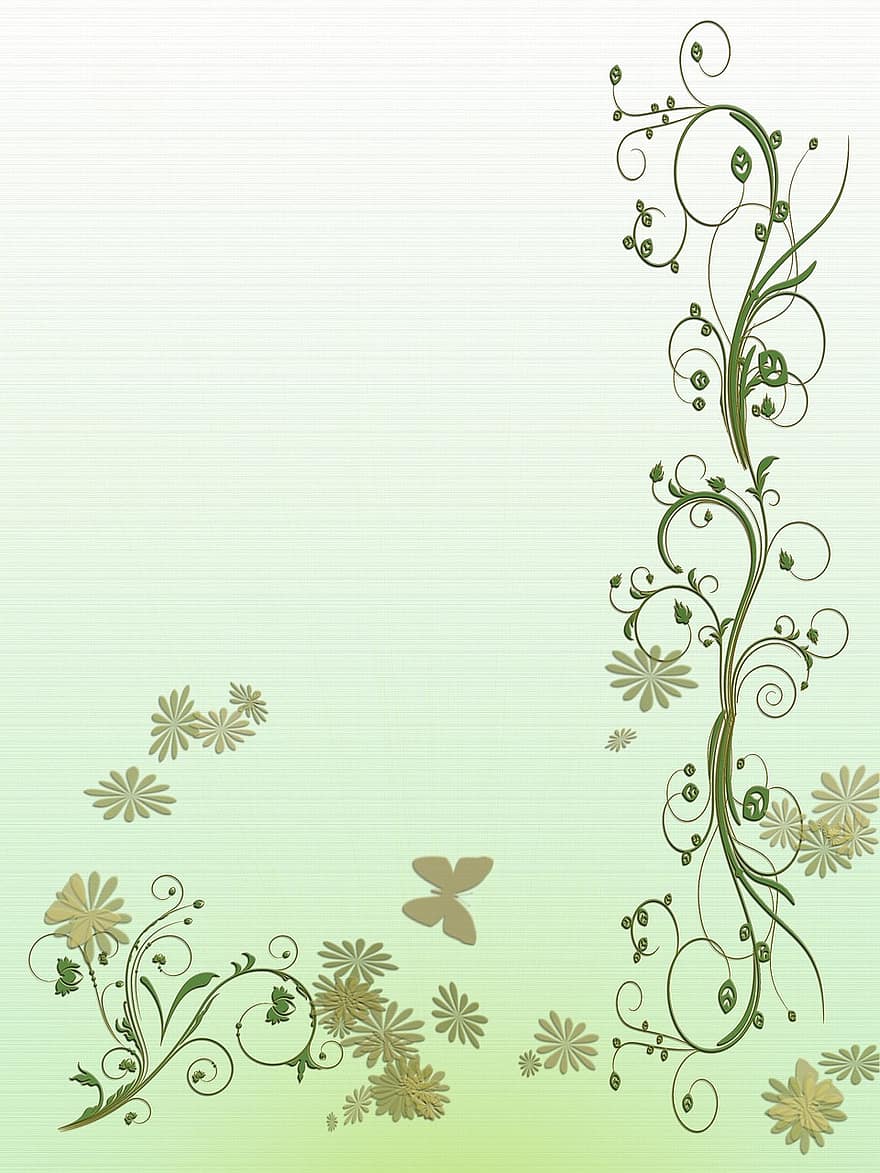 잎, 꽃 무늬의, 벽지, 꽃