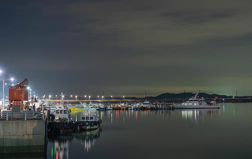 Dock, Yachthafen, Ozean, Nachtsicht, Kai