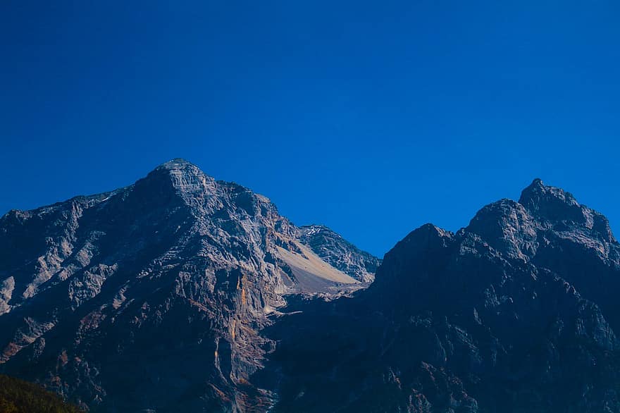 montanhas, cimeira, panorama, natureza, pico, rochoso, montanha, Pico da montanha, azul, neve, cadeia de montanhas