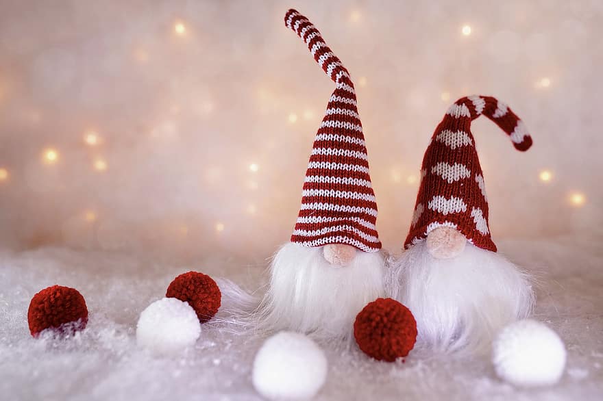 elfos, gnomos, Natal, elfos de natal, figura, motivo de natal, saudação de natal, tecido, decoração, Decoração de Natal, advento