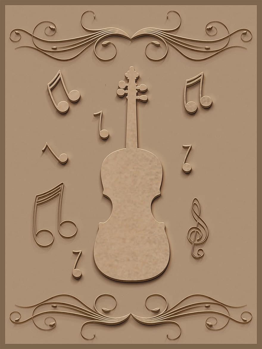 musik, violin, træ, forme, udhugget, baggrund, grafisk, dekorative, design, ornament, blomstre