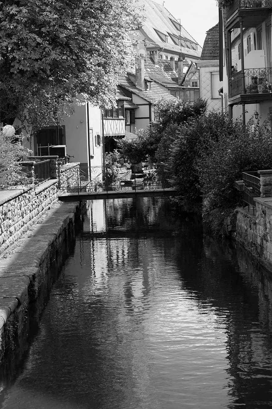 Building, Channel, Wissembourg, France, Alsace, Architecture, House, Road, City, Idyllic, Watercourse