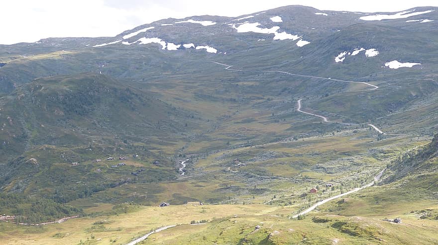 Berge, Hügel, Straße, Schnee, einsam, Norwegen, Natur