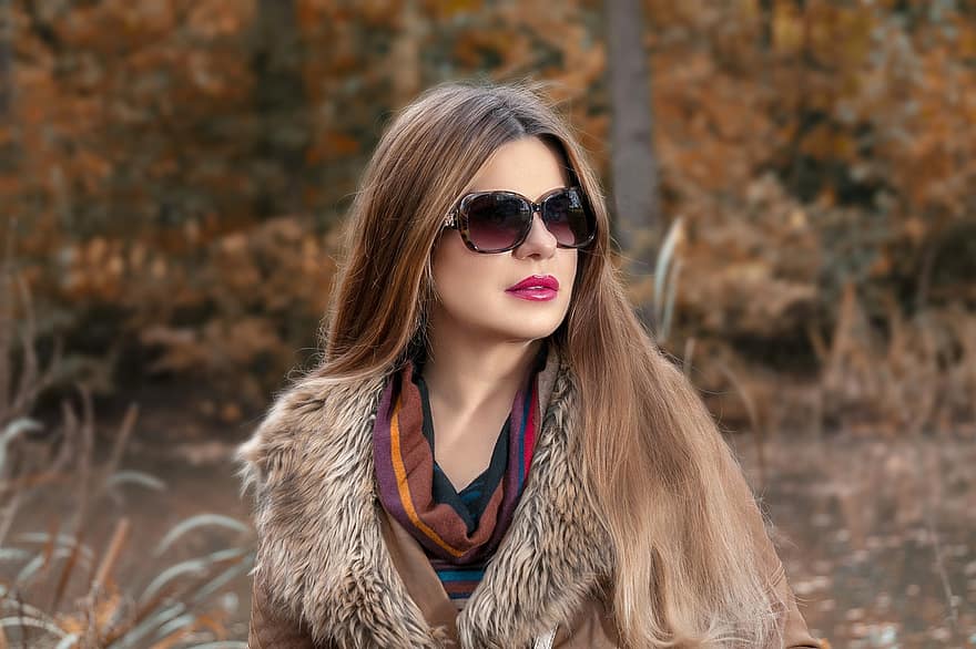 жінка, модель, молодий, сонцезахисні окуляри, складають, зачіска, осінь, самка, портрет, стиль, поза
