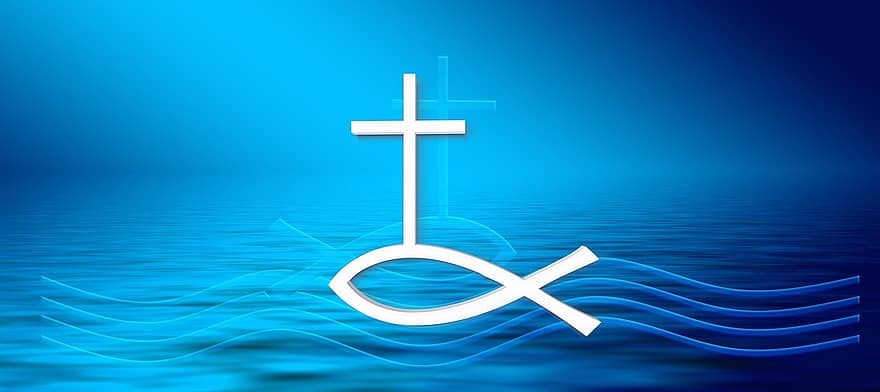 релігія, Ісуса, хрещення, віра, риба, хвиля, хрест, Ісус Христос, християнство, Христе, боже
