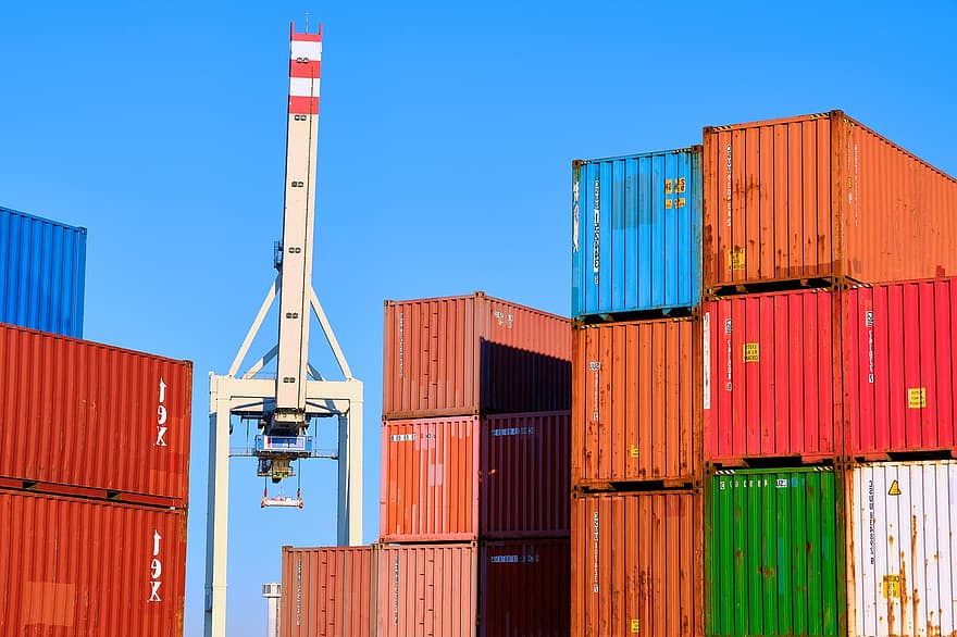 konteineris, gabenimo konteineris, kranas, uostą, krovinys, intermodalinio konteinerio, uostas, industrija