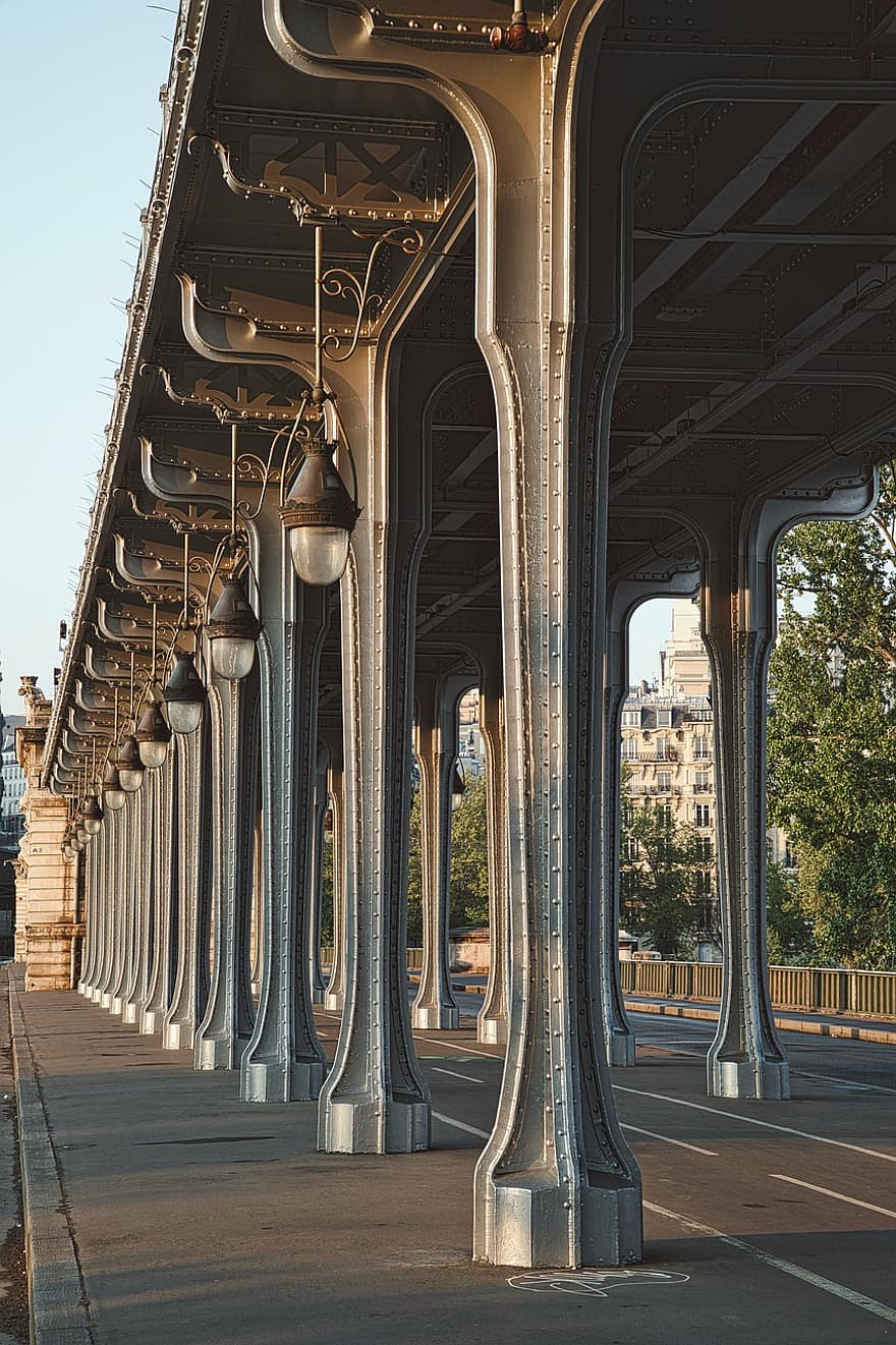 Paris, jembatan di atas jalan, jembatan, jalan, pilar, struktur, urban, kota
