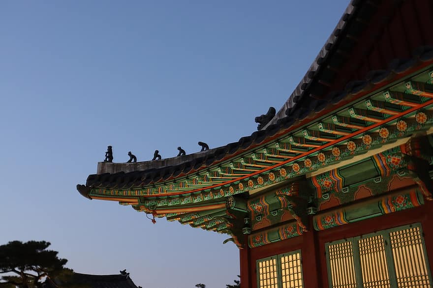 храм, Азія, традиційний, ханок, корея